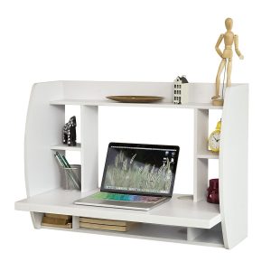 Table murale bureau avec étagère intégrée