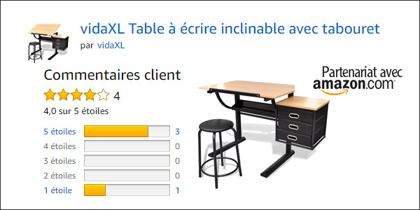 MIADOMODO® Table à Dessin - Plateau Inclinable, avec Tabouret, 3