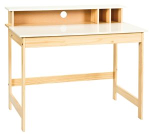 Bureau bois massif laqué blanc Pegane