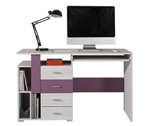 Bureau en pin blanchi et lilas Emilian